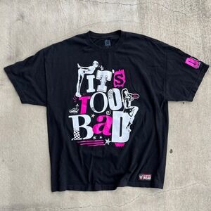 WWE Authentic Wear Mens 2X Black Graphic T‎ Shirt Too Bad Too Good